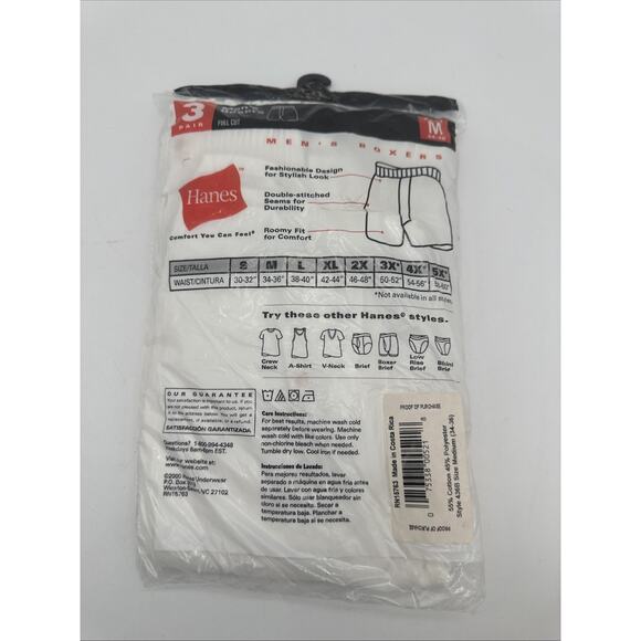 Y2K Hanes 3 Pair Mens Boxer Shorts Underwear White Size Medium - Picture 2 of 3